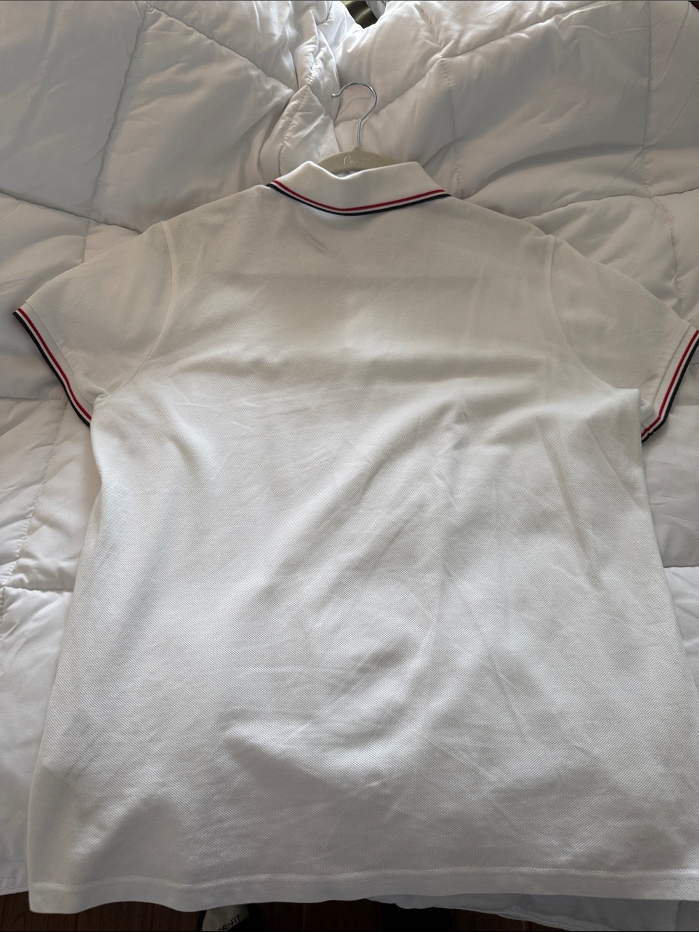 Moncler White Polo with Red and Navy Trim - Picture 7 of 9